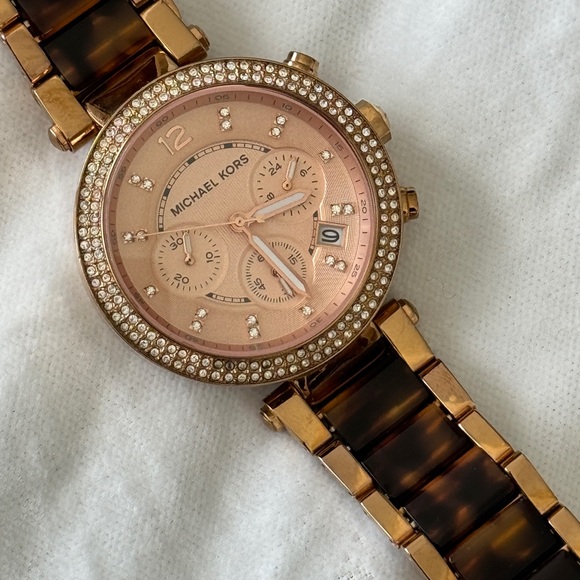 Michael Kors Parker Rose Gold Dial Two Tone Steel Strap Watch for Women - MK5538 - Picture 10 of 12